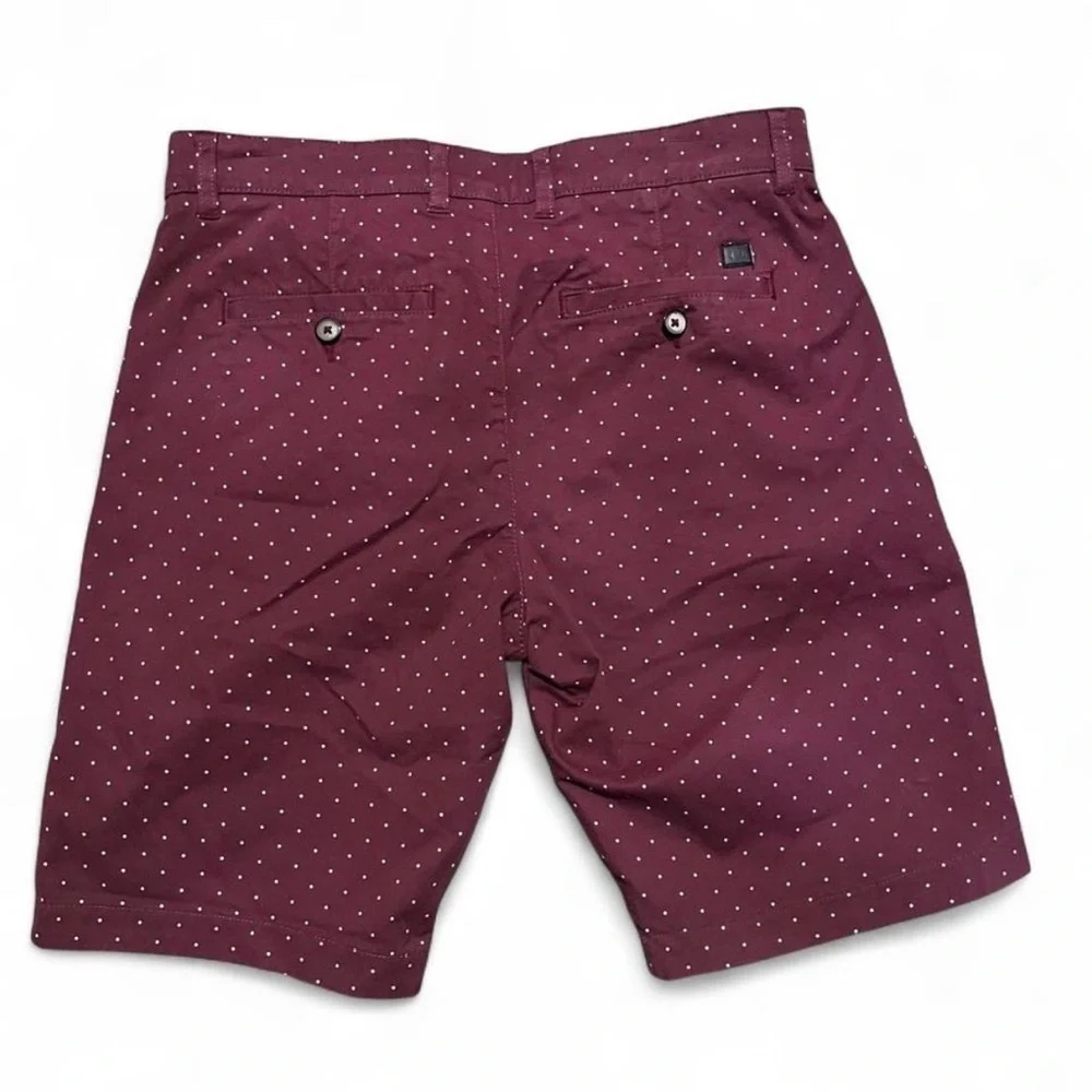 Cactus Men’s Maroon Polka Dot Shorts Size 30 – Casual Preppy Printed Shorts
